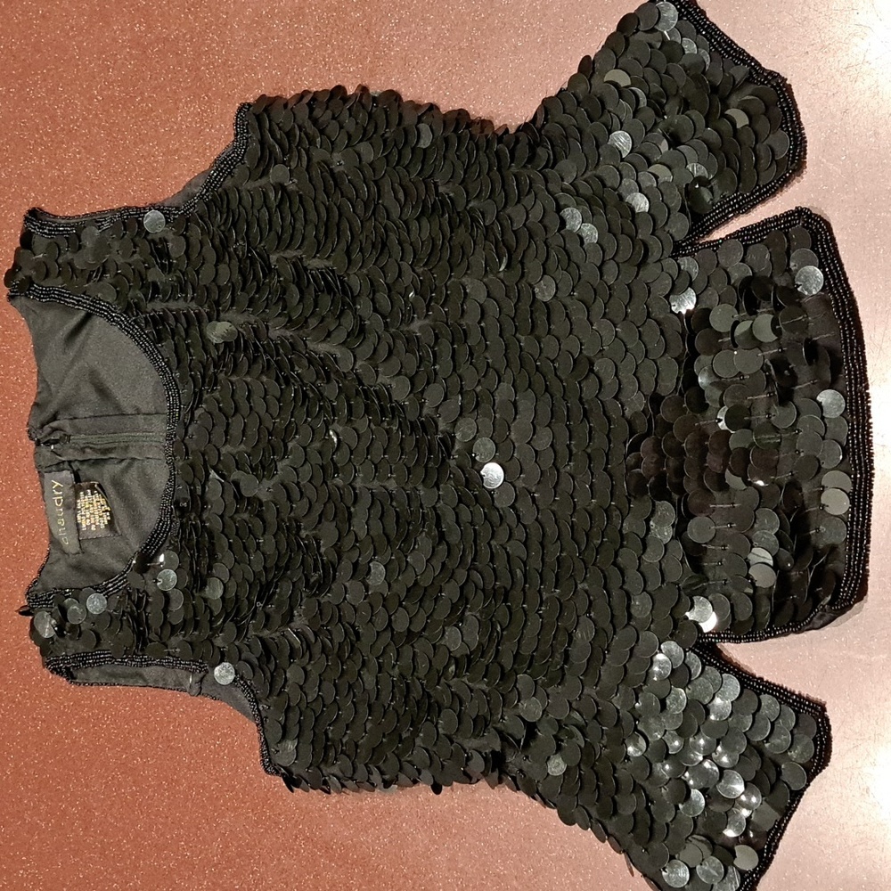 Sequin tank with silk lining and beaded trim size S